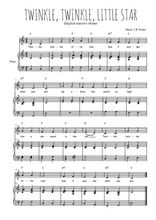 Téléchargez la partition de Twinkle, twinkle, little star en PDF pour Chant et piano