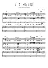 Téléchargez l'arrangement de la partition de V'la l'bon vent en PDF pour trois voix mixtes et piano