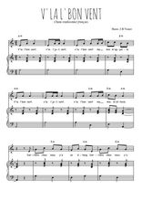 Téléchargez la partition de V'la l'bon vent en PDF pour Chant et piano