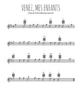 Téléchargez l'arrangement de la partition pour sax en Mib de la musique Venez mes enfants en PDF