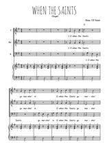 Téléchargez l'arrangement de la partition de Oh when the saints en PDF pour trois voix d'hommes et piano
