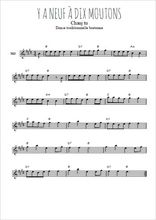 Téléchargez l'arrangement de la partition pour sax en Mib de la musique Y a neuf à dix moutons (Chanj tu) en PDF